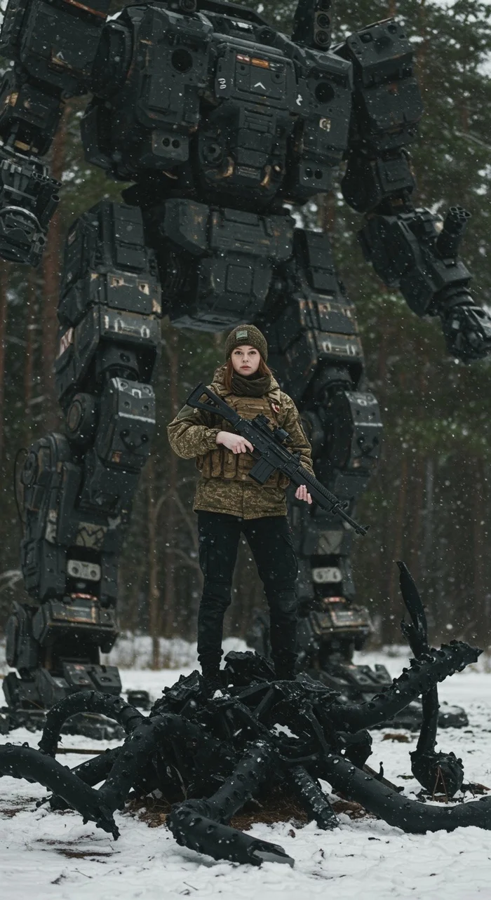 Cute Russian mech-warriors and their combat swallows :) - My, Neural network art, Neural Networks, Girls, Strong girl, The soldiers, March 8 - International Women's Day, War, Russian fiction, Fantasy, Science fiction, Mechwarrior, Combat Robot, Robot, Military equipment, Russia, iron Man, Longpost, Marvel
