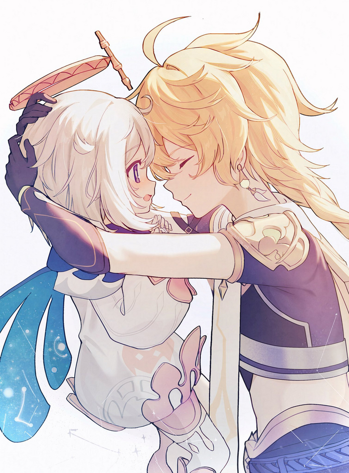   Genshin Impact, , Anime Art, Aether (Genshin Impact), Paimon (Genshin Impact), , 