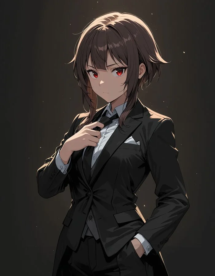 Konosuba Friday: Megumin - My, Neural network art, Anime art, Anime, Stable diffusion, Girls, Konosuba, Megumin, Red eyes, Tuxedo, Bikini, Glasses, Longpost