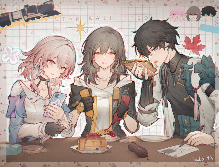    , Anime Art, , , Honkai: Star Rail, Stelle (Honkai: Star Rail), March 7th (Honkai: Star Rail), Dan Heng (Honkai: Star Rail), , 
