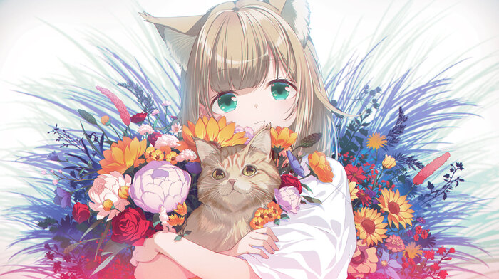  , Anime Art, Original Character, Animal Ears, Kinako, 40hara