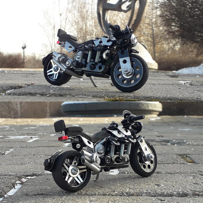 Triumph Rocket 3 из металлического конструктора, резины и картона