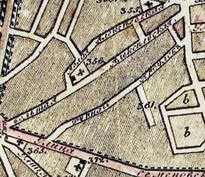 Тут не очень хорошо видно. Онако прочитать можно: переулок назывался Дурным. Карта Москвы 1825 года. С сайта <!--noindex--><a href="https://pikabu.ru/story/istoriya_pereulka_moskvyi_nazvaniya_kotorogo_mnogie_ranshe_boyalis_12462937?u=http%3A%2F%2Fwww.retromap.ru&t=www.retromap.ru&h=74b5038ef5a29074ea5a4c4953f7367df8bdbcc0" title="http://www.retromap.ru" target="_blank" rel="nofollow noopener">www.retromap.ru</a><!--/noindex-->.