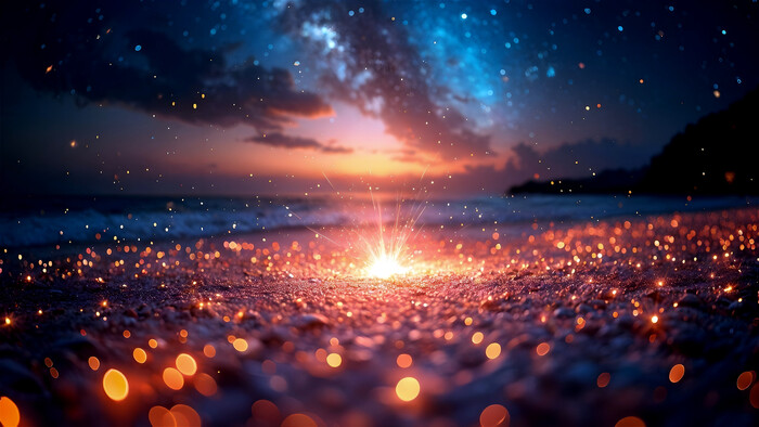 Ночной пляж встречает звёзды