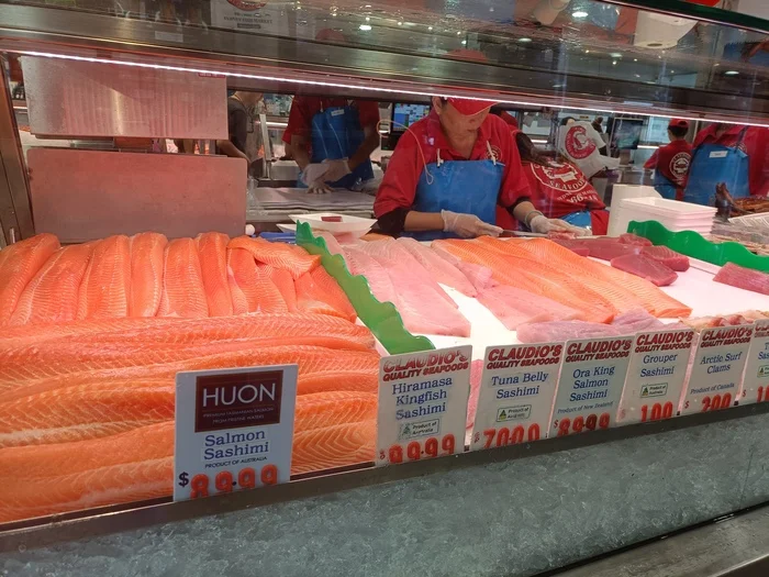 Рыбный рынок в Сиднее Австралия, Рынок, Рыба, Деликатес, Длиннопост