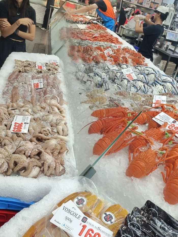 Рыбный рынок в Сиднее Австралия, Рынок, Рыба, Деликатес, Длиннопост