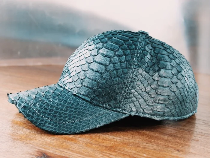 The making of a Python Dundee baseball cap (watch out, timelapse!) - My, Таймлапс, Vertical video, Baseball cap, Headdress, Mad Hatter, Python, Needlework with process, Needlework, Video, Manufacturing, Fashion, Handmade, Master, Workshop, Natural leather, Presents, Men, Green, Electonic music