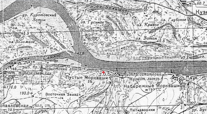 Окрестности Казани на карте РККА 1937 года.
