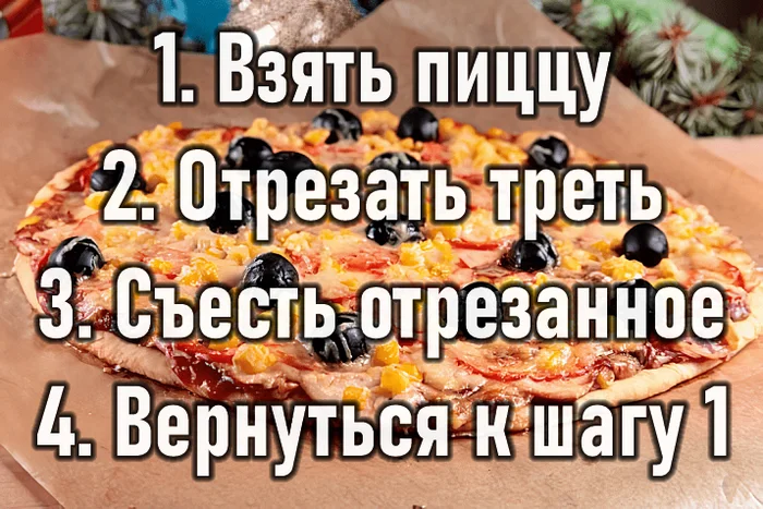 Cheat code for eating pizza endlessly - My, Pizza, Picture with text, Humor, Progression