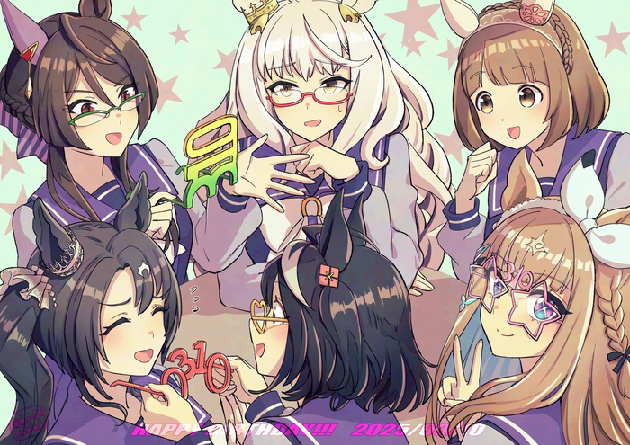 Almond Eye, Biwa Hayahide, Kitasan Black, Royce and Royce, Satono Crown & Yukino Bijin   10.03 , Anime Art, Uma Musume Pretty Derby, Almond Eye, Biwa Hayahide, Kitasan Black, Satono Diamond, Yukino Bijin, Animal Ears,  