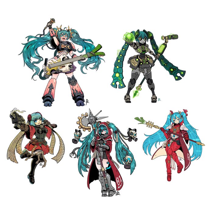 Hatsune Miku #236 , Anime Art, Warhammer 40k, Hatsune Miku, , Chaos Space marines, Adepta Sororitas, Adeptus Mechanicus, Eldar,  , 