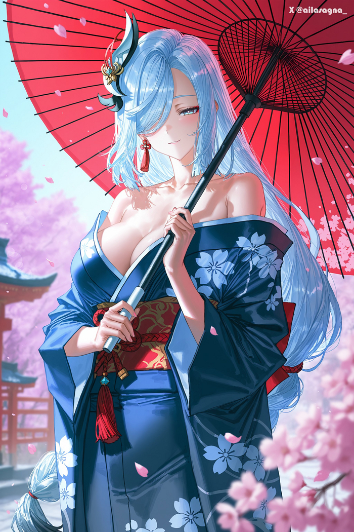 Shenhe Genshin Impact, Shenhe (Genshin Impact), , , , , Anime Art,  
