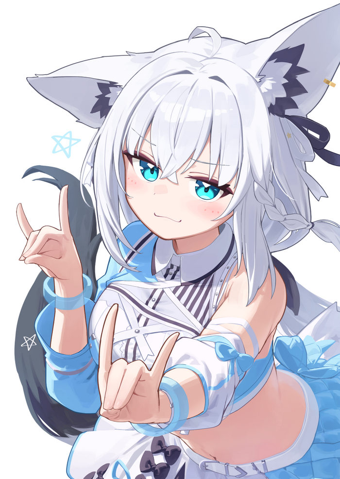   Anime Art, , Virtual YouTuber, Hololive, Shirakami Fubuki, Deaver, Animal Ears, 