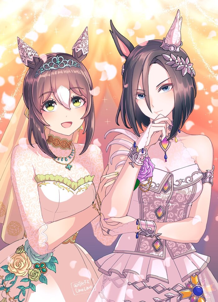 Fine Motion & Air Groove , Anime Art, Uma Musume Pretty Derby, Fine Motion, Air Groove, Animal Ears,  