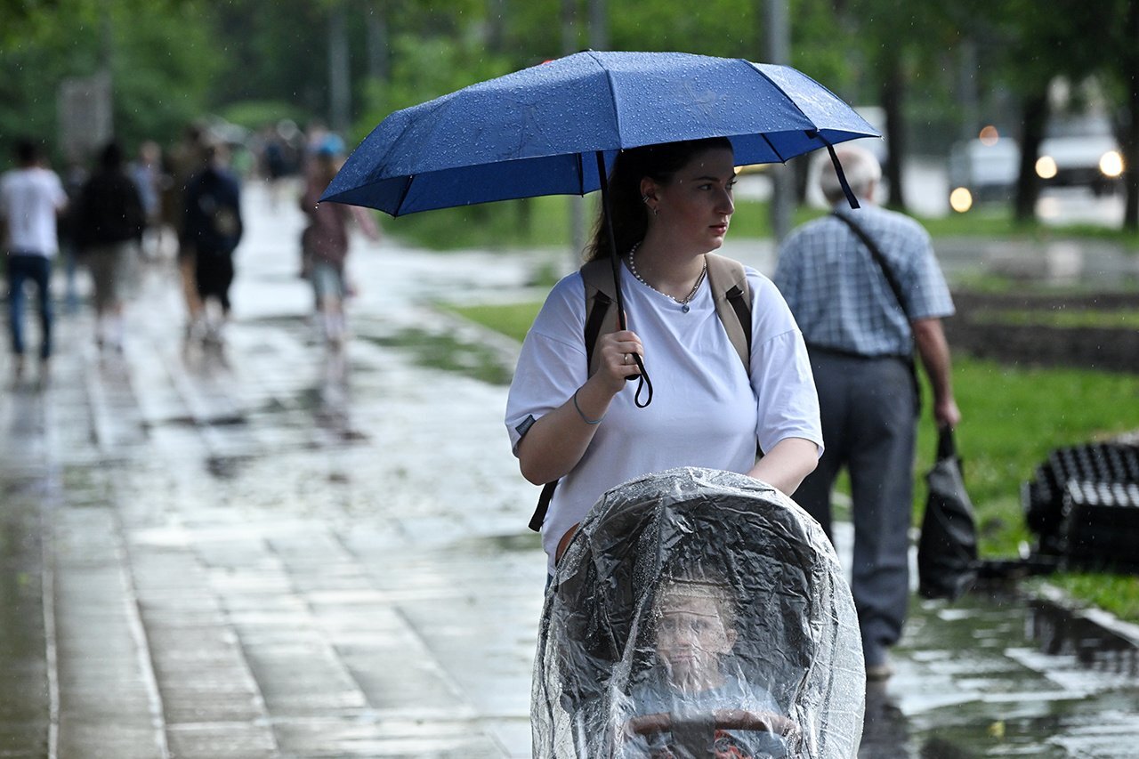 Rain with thunderstorm and wind in Moscow. Photo - Weather, Capital, Moscow, Rain, Wind, June, 2024, Longpost, The photo, Shower, Thunderstorm, Thunder