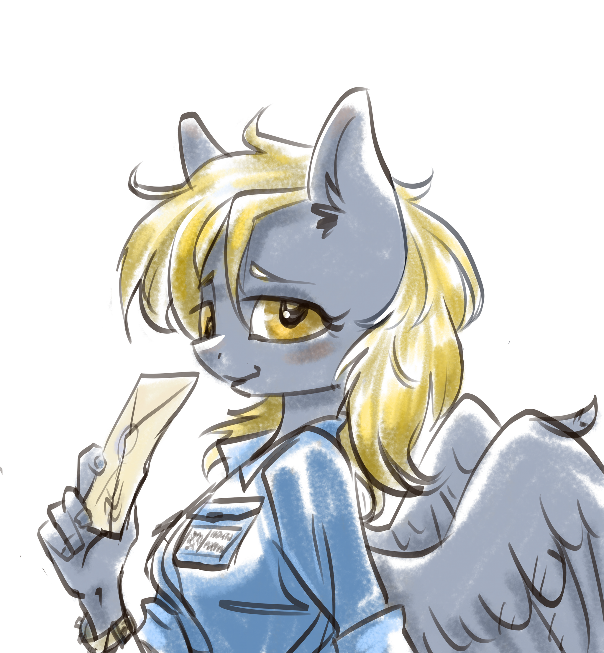 When you work as a postman, but dream of being a detective! - My little pony, Art, PonyArt, Kovoranu, Derpy hooves