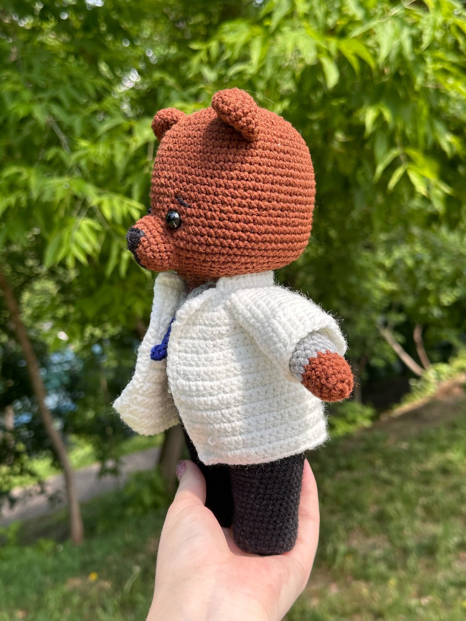 Bear Doctor - My, Knitting, Crochet, Amigurumi, Needlework without process, With your own hands, Toys, Knitted toys, Author's toy, The Bears, Doctors, Longpost