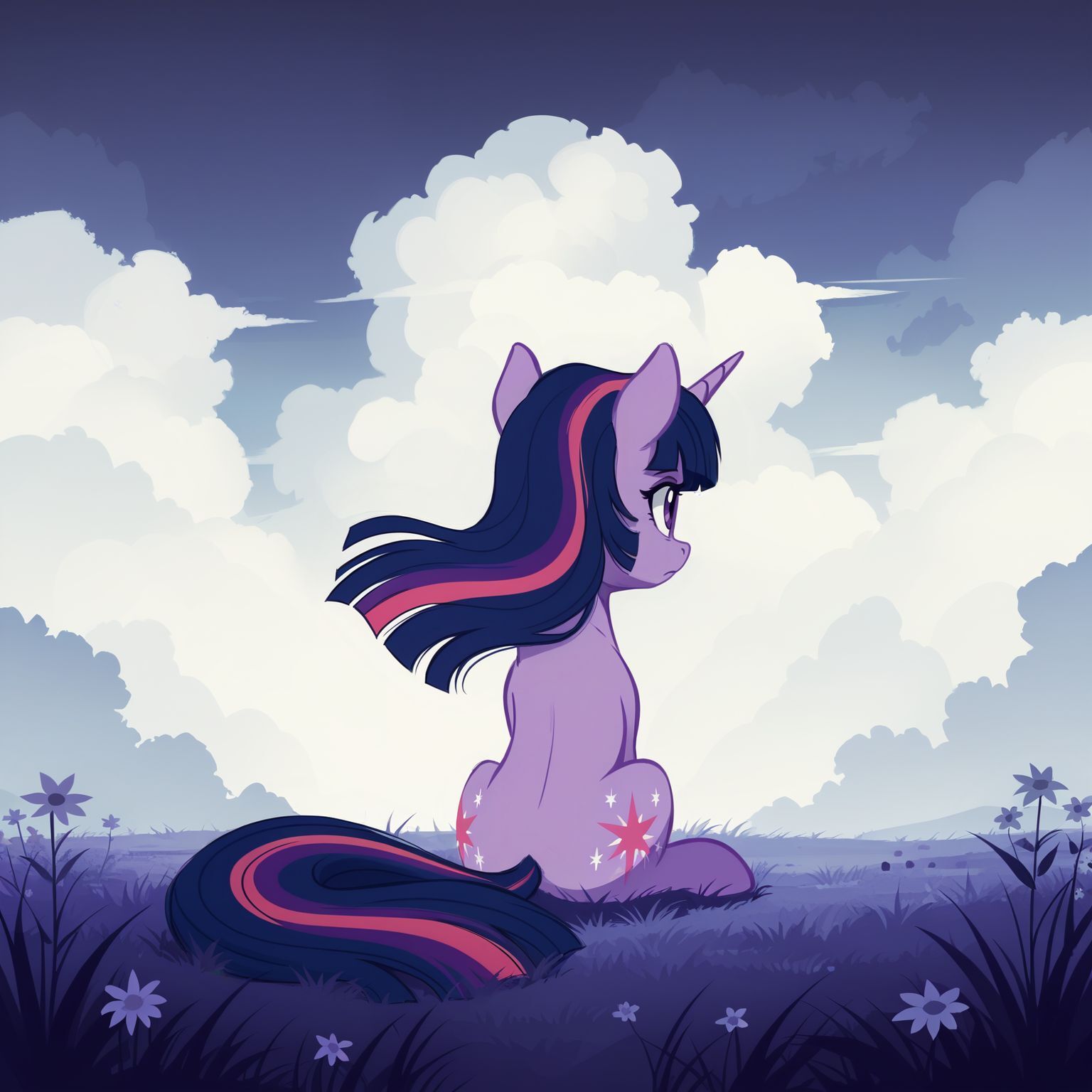 Thoughts flying into the clouds - My little pony, Art, PonyArt, Twilight sparkle