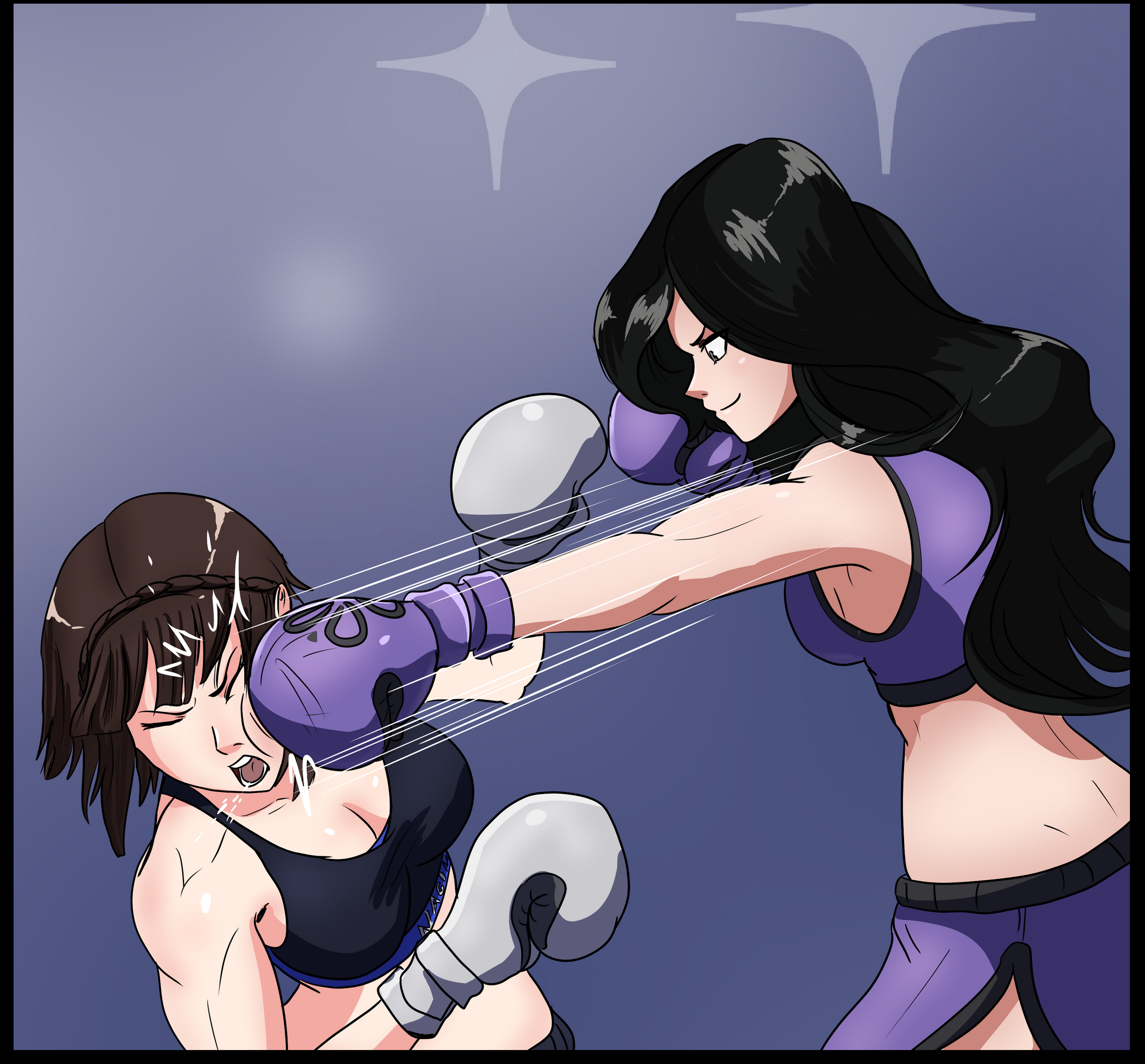 Makoto Nijima vs OC Angela - My, Art, Anime, Anime art, Women's boxing, Persona 5, Longpost