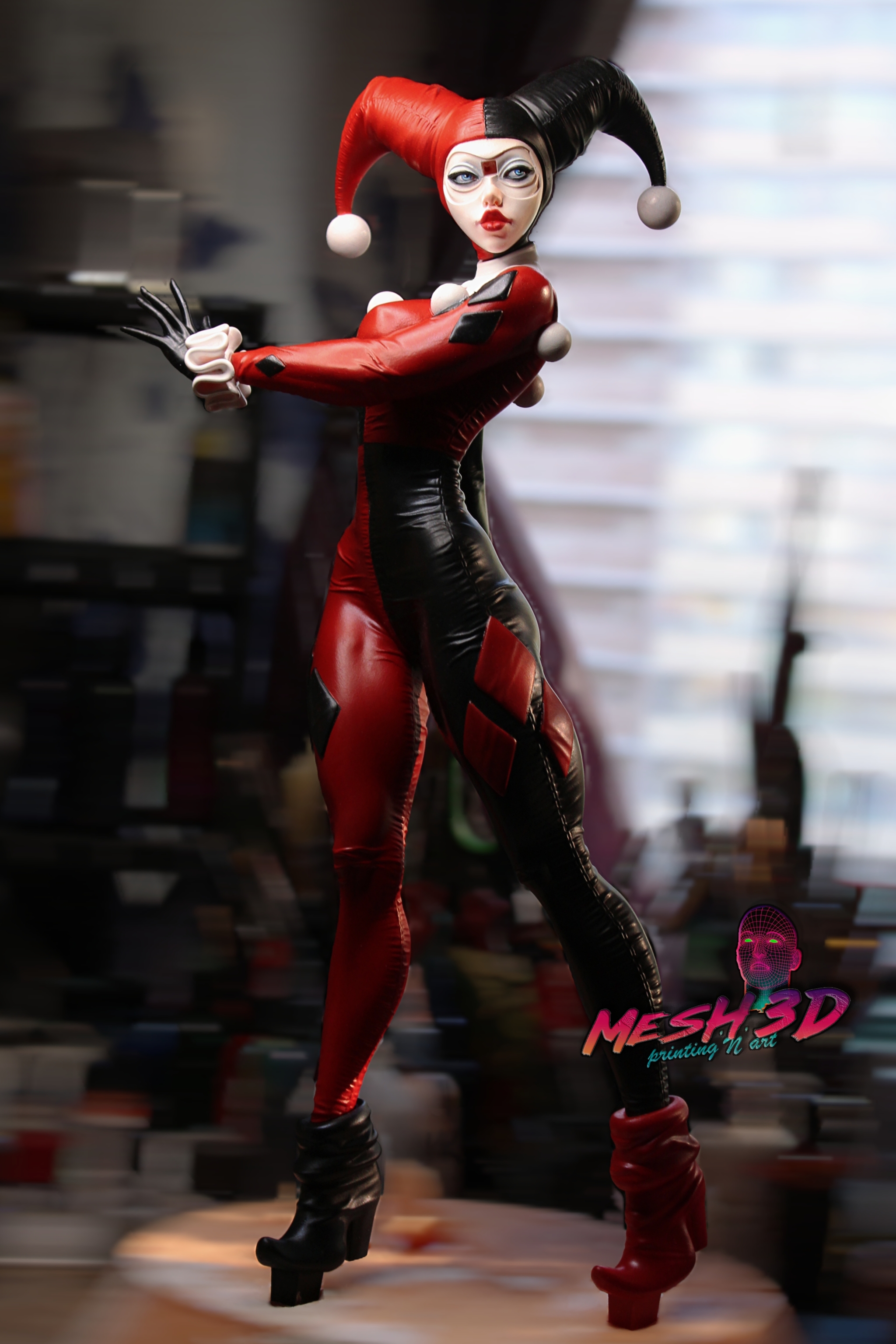 Harley Quinn figurine. Charismatic woman from 3d studio esMonster - My, Marvel, Dc comics, Batman, Harley quinn, Joker, 3D печать, 3D printer, Handmade, Figurines, Statuette, Needlework with process, GIF, Longpost