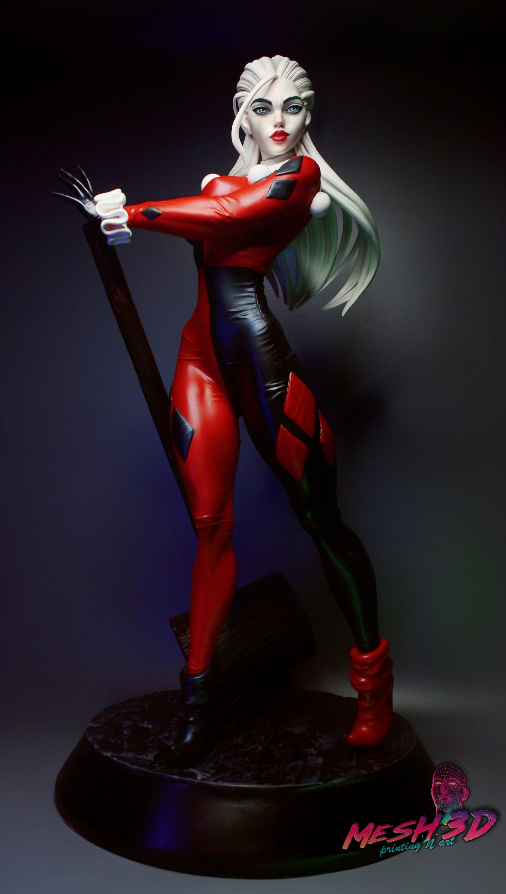 Harley Quinn figurine. Charismatic woman from 3d studio esMonster - My, Marvel, Dc comics, Batman, Harley quinn, Joker, 3D печать, 3D printer, Handmade, Figurines, Statuette, Needlework with process, GIF, Longpost