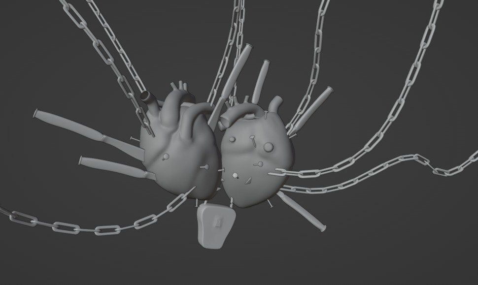 Heart in chains - Images, 3D modeling, Blender