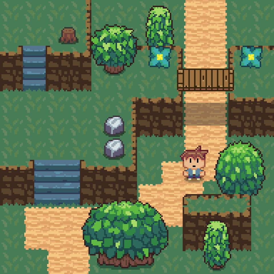 Top down adventure mockup - My, Pixel Art, Development of, Gamedev, Retro Games, Инди, Indie game, Video, Soundless, Longpost