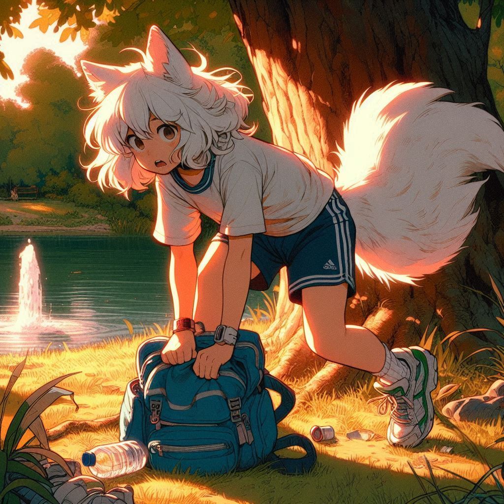 To an abandoned radio station, e03 - My, Neural network art, Нейронные сети, Art, Girls, Anime art, Anime, Original character, Kitsune, Animal ears, Tail, Redheads, Freckles, Hike, Summer, Memories, Bus, Ginger & White, Longpost