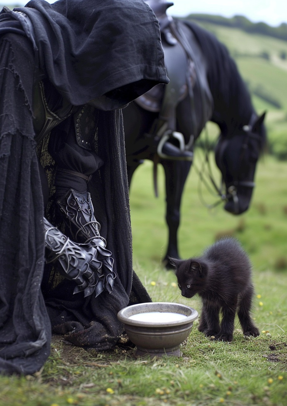 Nazgul at rest - Animals, Fantasy, cat, Nazgul, Horses