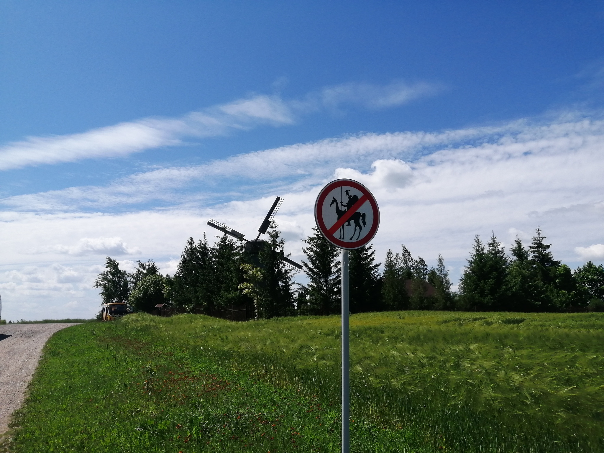 So we’re going with Sancho, and then... - My, Mobile photography, Don Quixote, Mill, Road sign, Republic of Belarus, Repeat