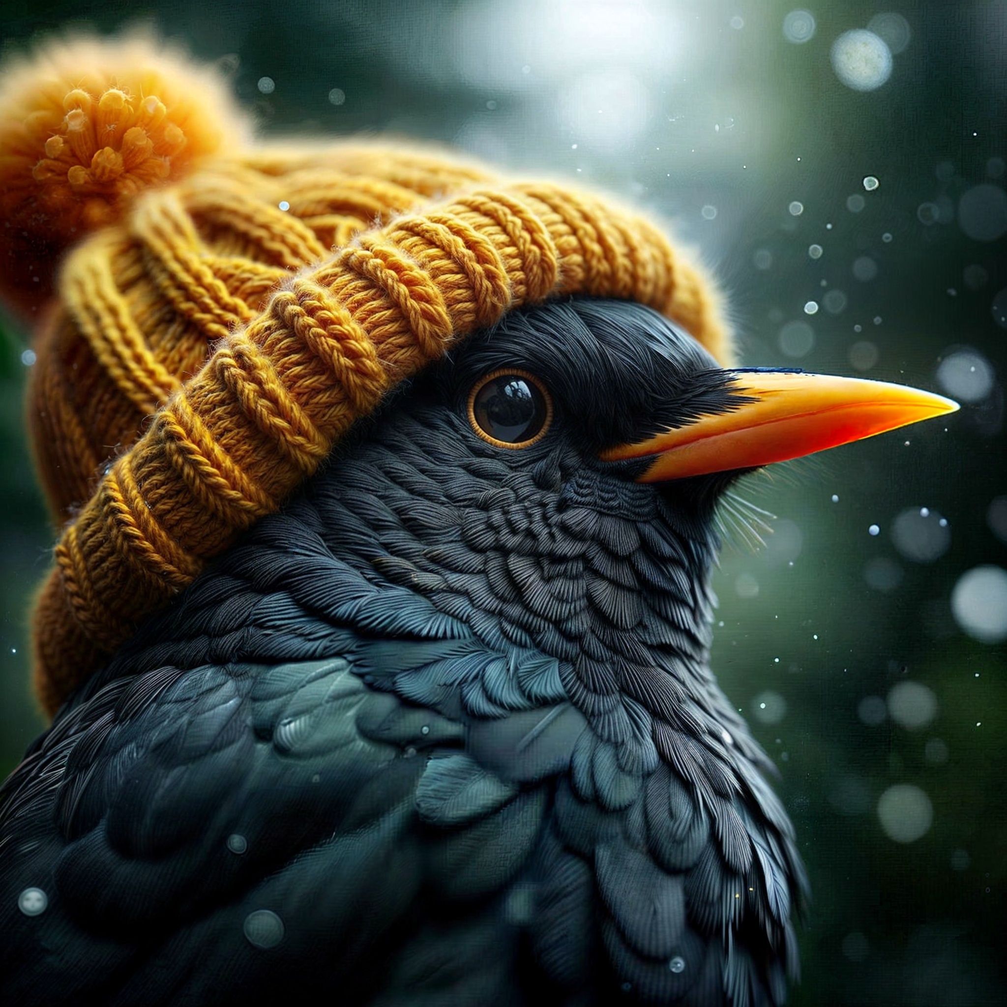 Reply to the post Blackbird - My, Birds, Animalistics, Art, Birds in hats, Blackbird, Thrush, Friday tag is mine, Neural network art, Reply to post