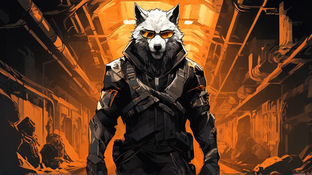 Furry art from Wolfmks #37 based on Deus Ex Mankind Divided™ - My, Furry, Art, Art, Furry art, Neural network art, Wolf, Furry wolf, Longpost, Cyberpunk, Lineart