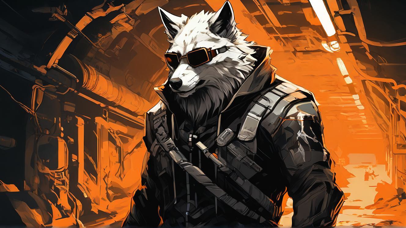 Furry art from Wolfmks #37 based on Deus Ex Mankind Divided™ - My, Furry, Art, Art, Furry art, Neural network art, Wolf, Furry wolf, Longpost, Cyberpunk, Lineart