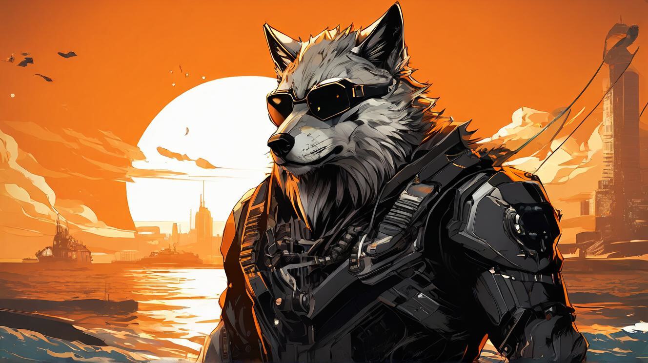 Furry art from Wolfmks #37 based on Deus Ex Mankind Divided™ - My, Furry, Art, Art, Furry art, Neural network art, Wolf, Furry wolf, Longpost, Cyberpunk, Lineart