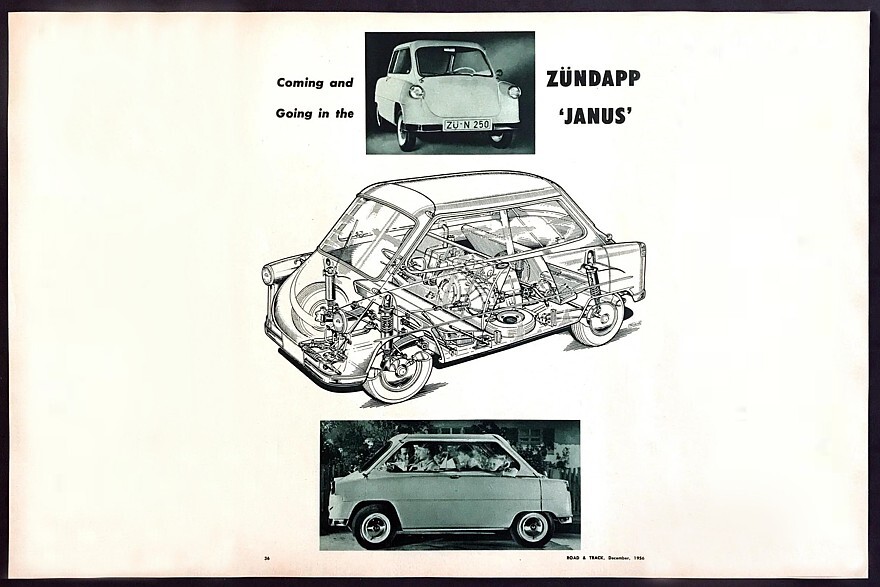 Two doors, but not on the sides: how and why the two-faced Zundapp Janus appeared - Auto, Retro car, Inventions, Technics, Car history, Longpost