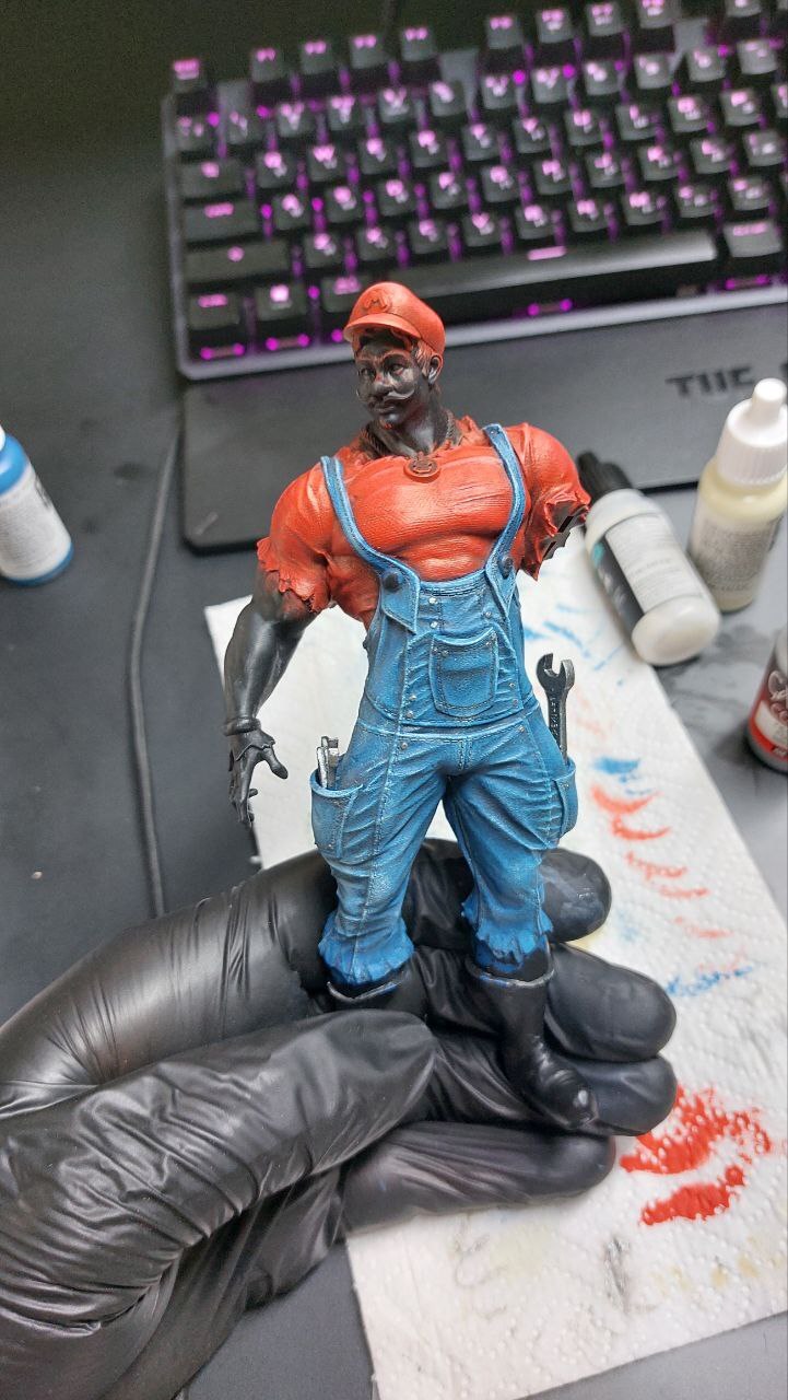 Mario. We print and paint - My, Figurines, Painting miniatures, 3D печать, Modeling, Scale model, 3D printer, Painting, Collecting, Longpost