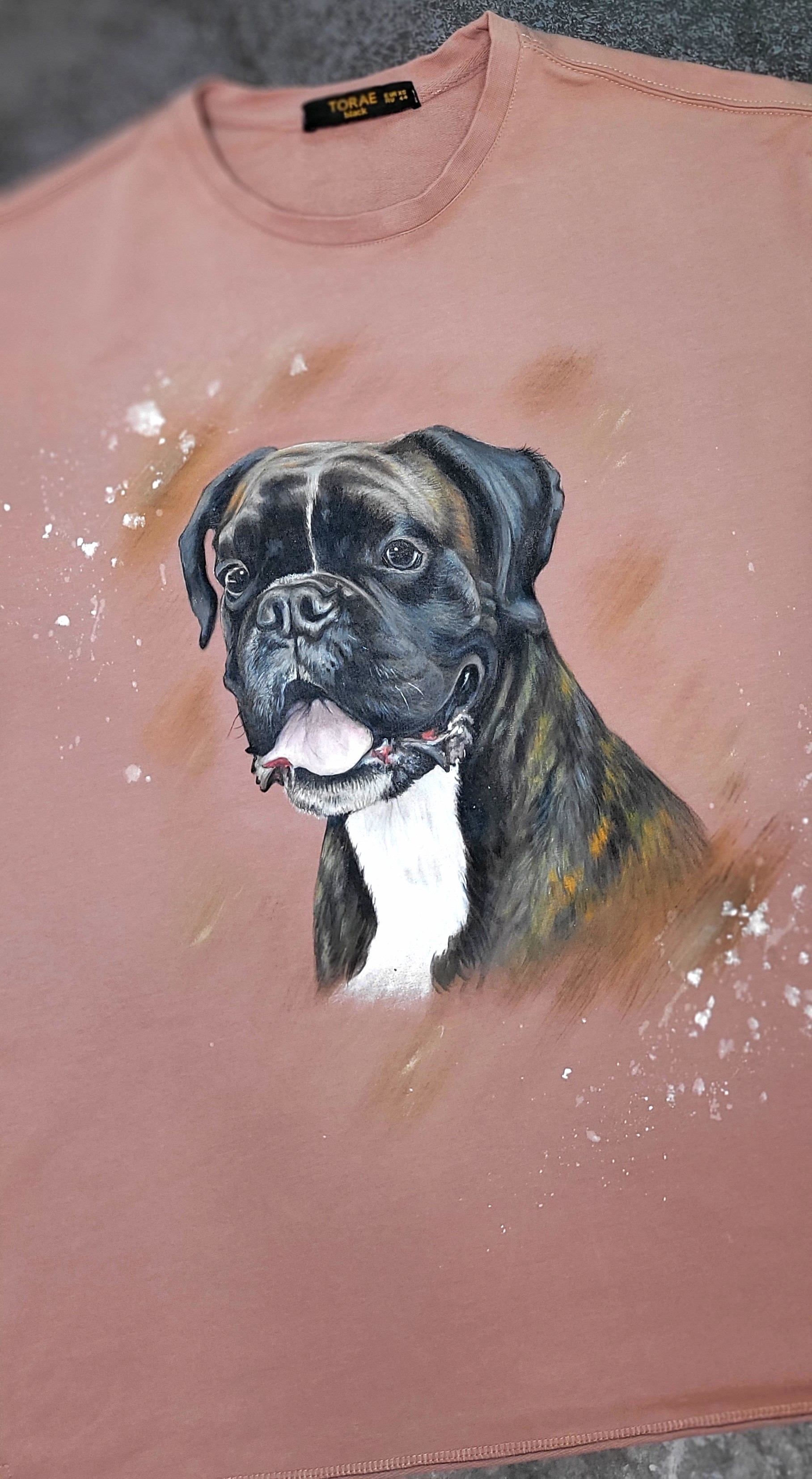 Portrait of a boxer dog on a T-shirt - My, German boxer, T-shirt, Longpost, Dog