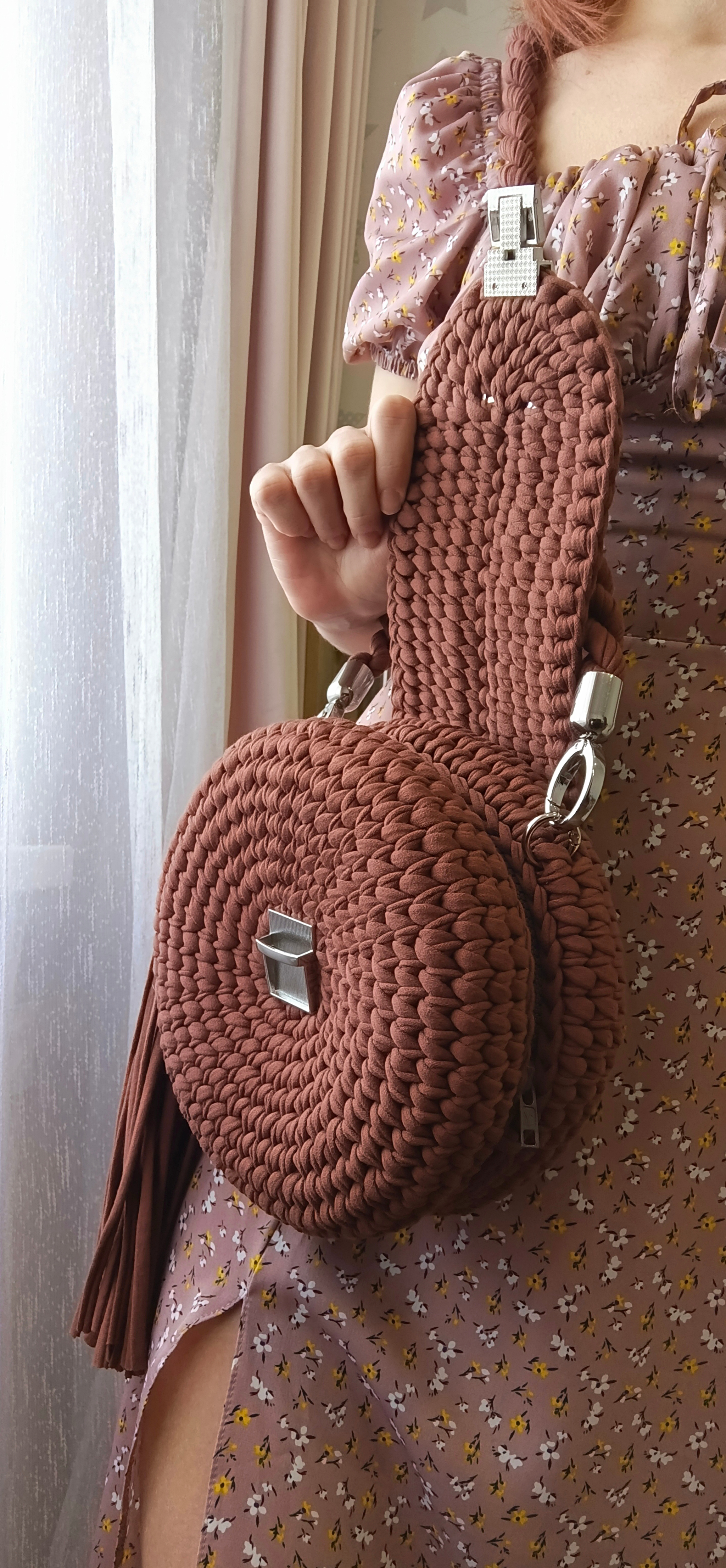 Knitted handbags - My, Needlework without process, Needlework, Сумка, Lady's bag, Handmade, With your own hands, Crochet, Knitting, Video, Vertical video, Longpost