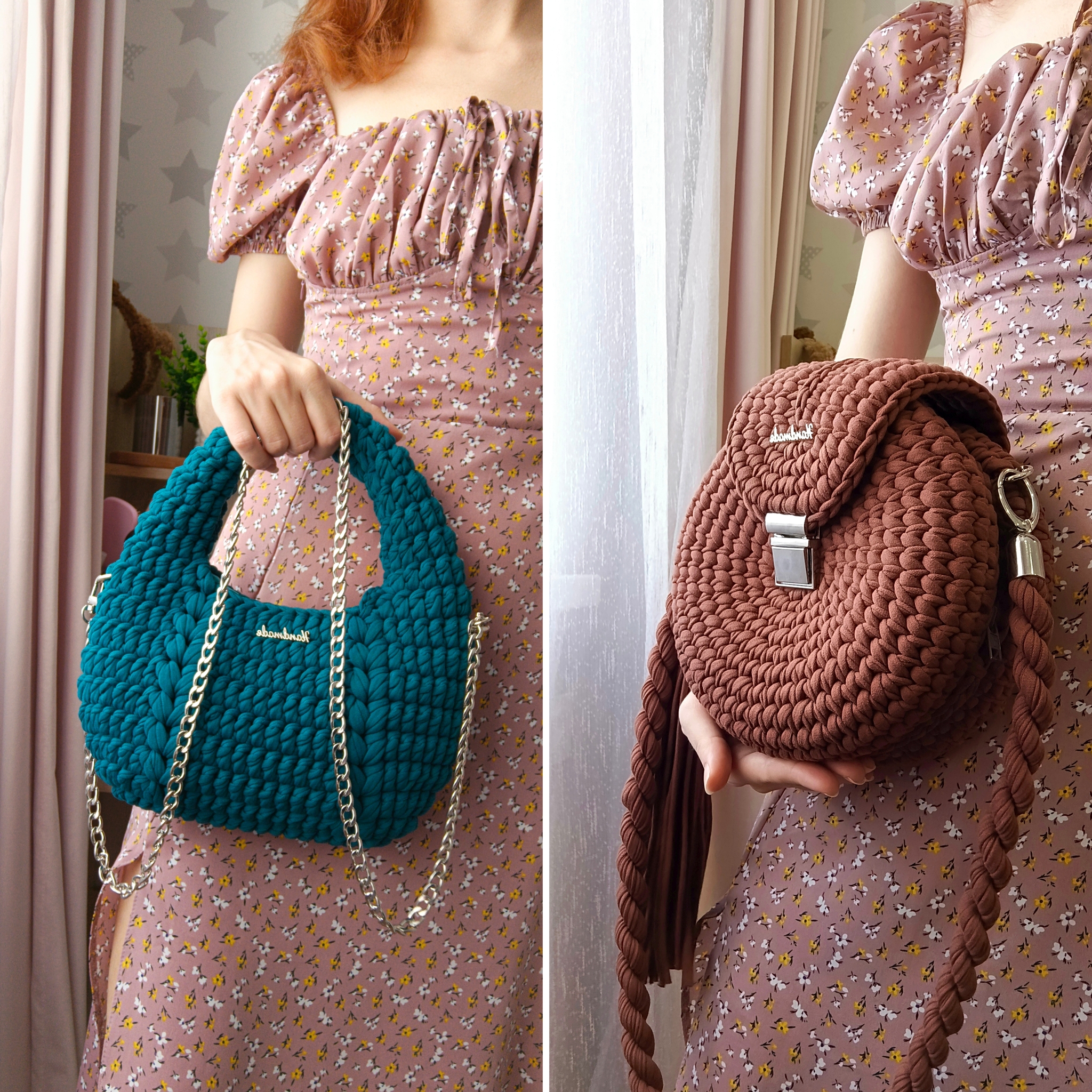 Knitted handbags - My, Needlework without process, Needlework, Сумка, Lady's bag, Handmade, With your own hands, Crochet, Knitting, Video, Vertical video, Longpost