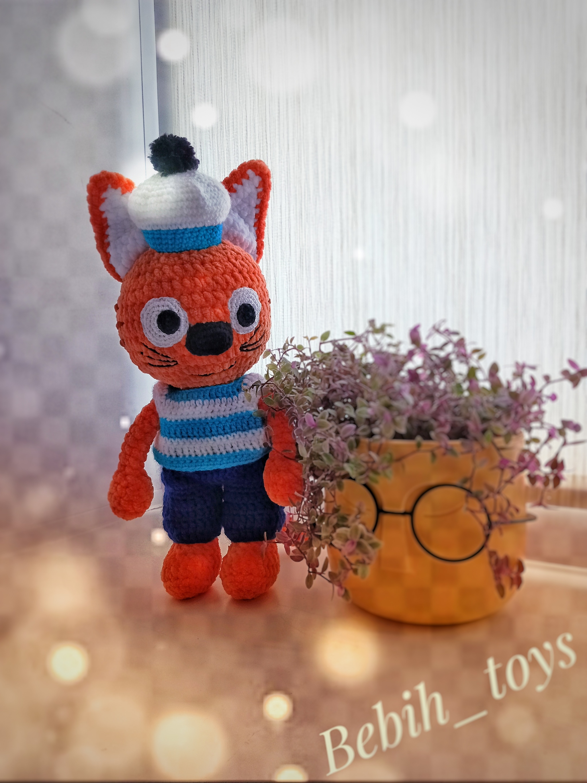 Korzhik the Cat - My, Plush yarn, Amigurumi, Crochet, Knitting, Knitted toys, Soft toy, Plush Toys, Kot Korzhik, Animated series, Presents, Birthday, Hobby, Favourite buisness, Peekaboo, Comments on Peekaboo, The strength of the Peekaboo