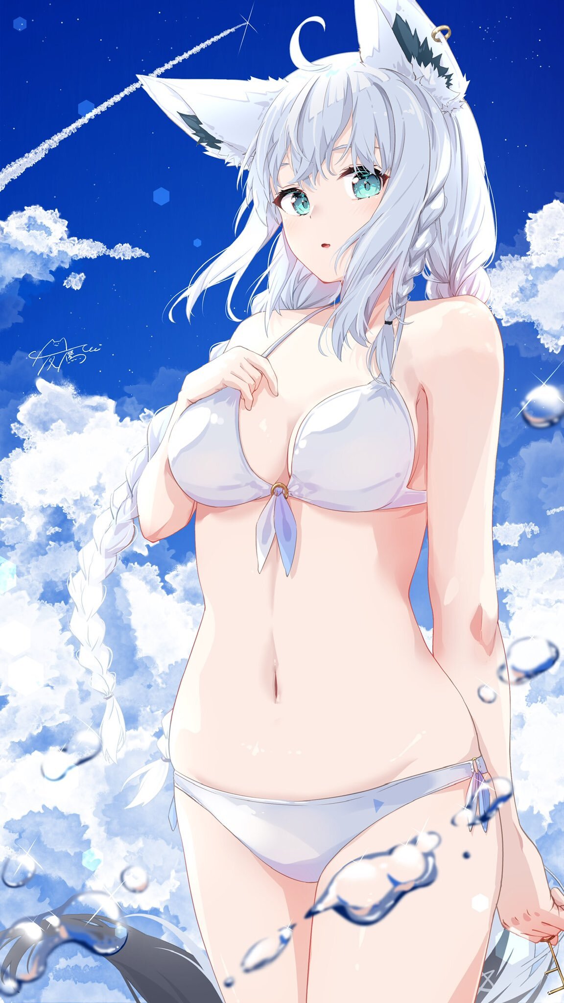 Fubuki - Anime art, Anime, Shirakami fubuki, Hololive, Virtual youtuber, Animal ears, Swimsuit