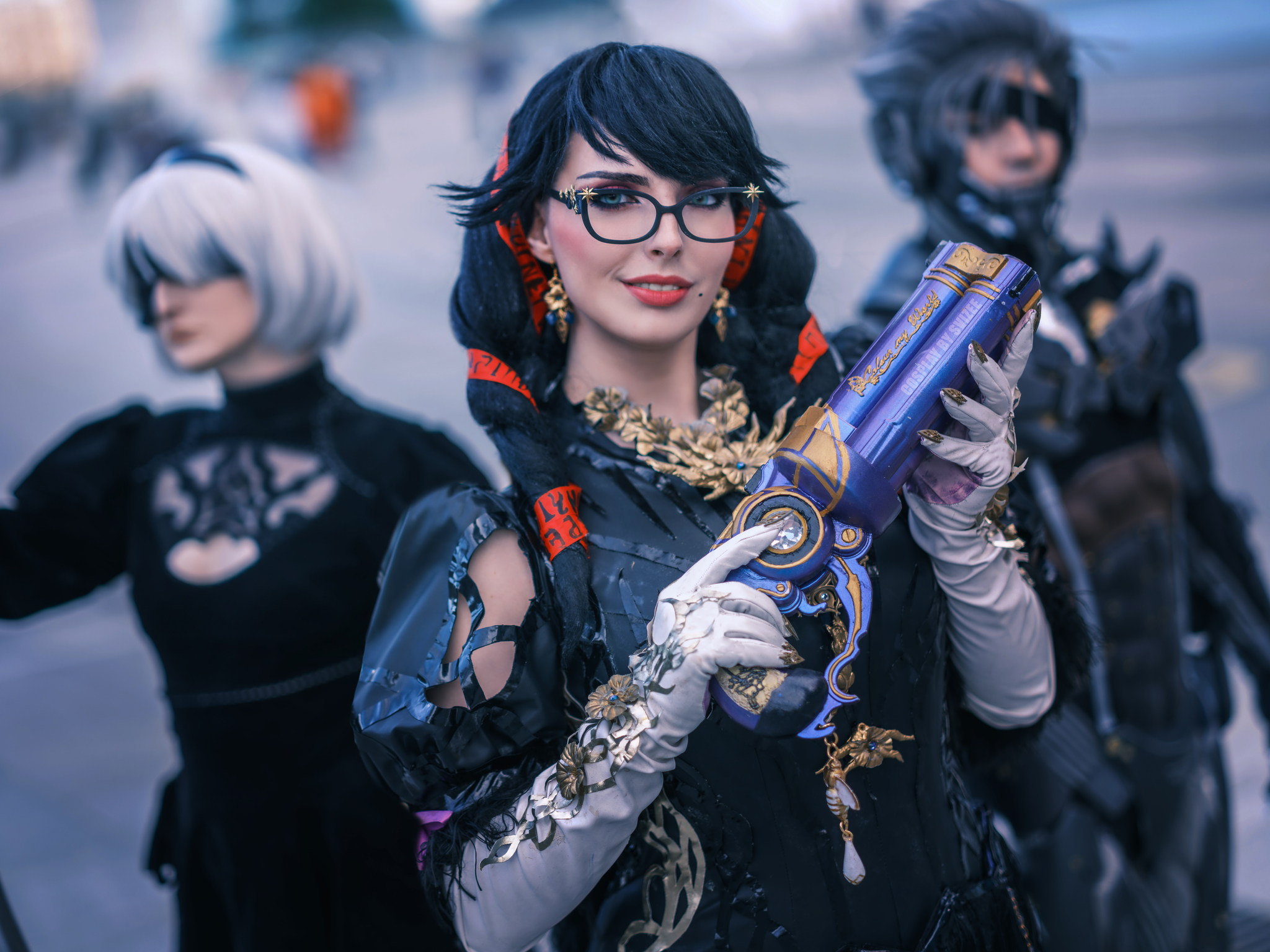 Raiden, 2B, Bayonetta cosplay - the best trio of Platinum Games - My, Cosplay, Games, NIER Automata, Metal gear rising, Yorha unit No 2 type B, Crossover, Longpost, The photo