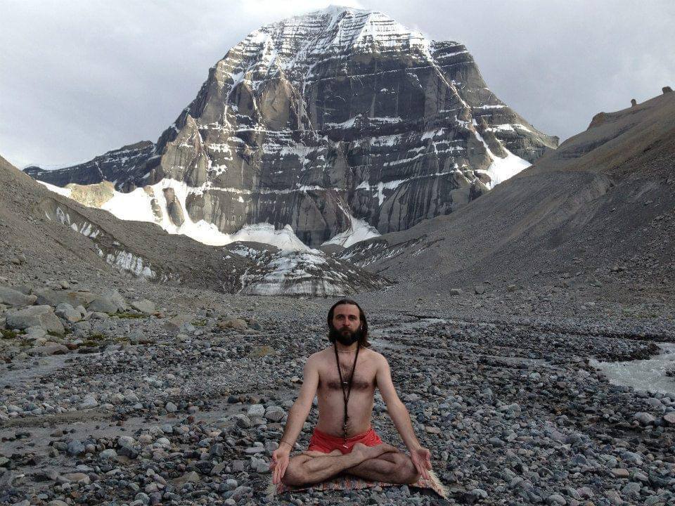Yogi with Mount Kailash in the background - Yoga, Kailash, The photo