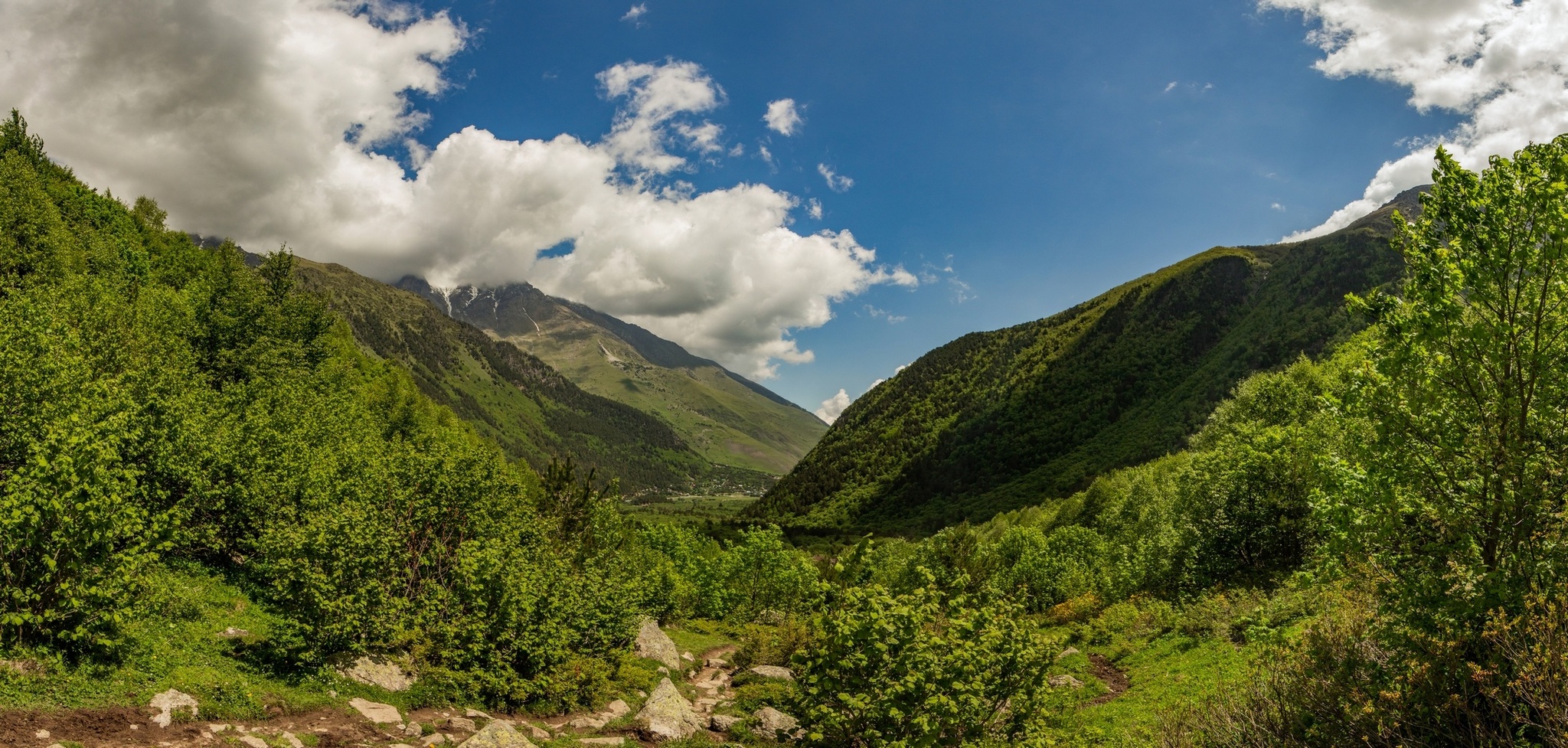 One day in Digoria. Taymazi (Three Sisters) Waterfall, Mount Qubus - My, Caucasus, North Ossetia Alania, Caucasus mountains, The mountains, The rocks, Forest, Flowers, Waterfall, The photo, Panoramic shooting, Spherical panorama, Beautiful view, Canon 600D, Samyang 14mm, 70-300mm, Landscape, Longpost