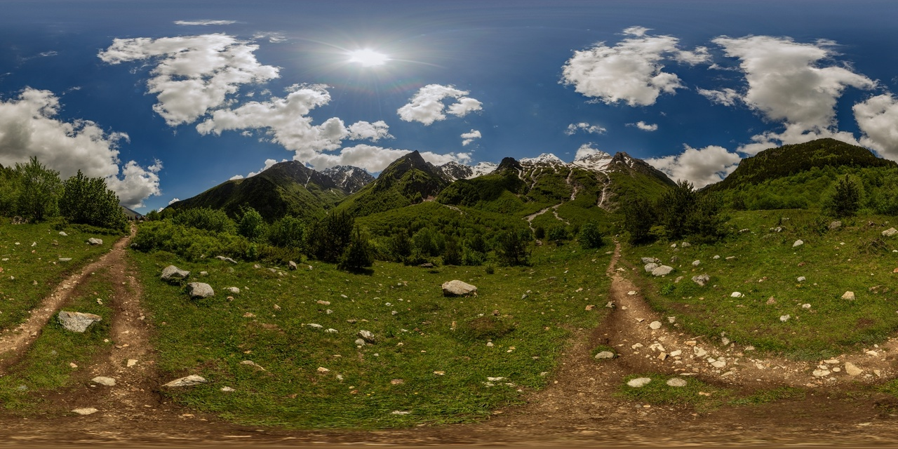 One day in Digoria. Taymazi (Three Sisters) Waterfall, Mount Qubus - My, Caucasus, North Ossetia Alania, Caucasus mountains, The mountains, The rocks, Forest, Flowers, Waterfall, The photo, Panoramic shooting, Spherical panorama, Beautiful view, Canon 600D, Samyang 14mm, 70-300mm, Landscape, Longpost