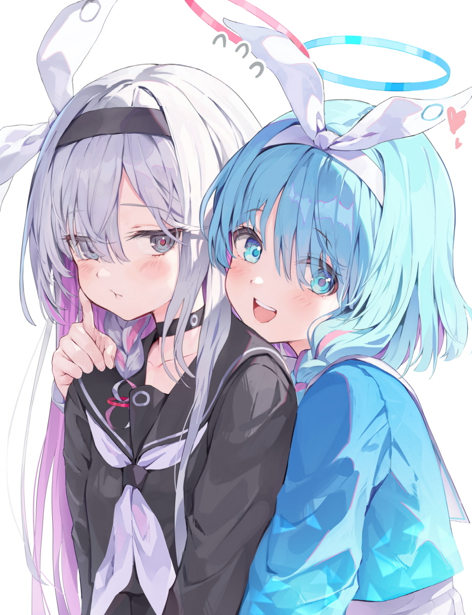 Sensei, do you want to squeeze your cheeks? - Anime, Anime art, Blue archive, Loli, Plana, Arona, Choker