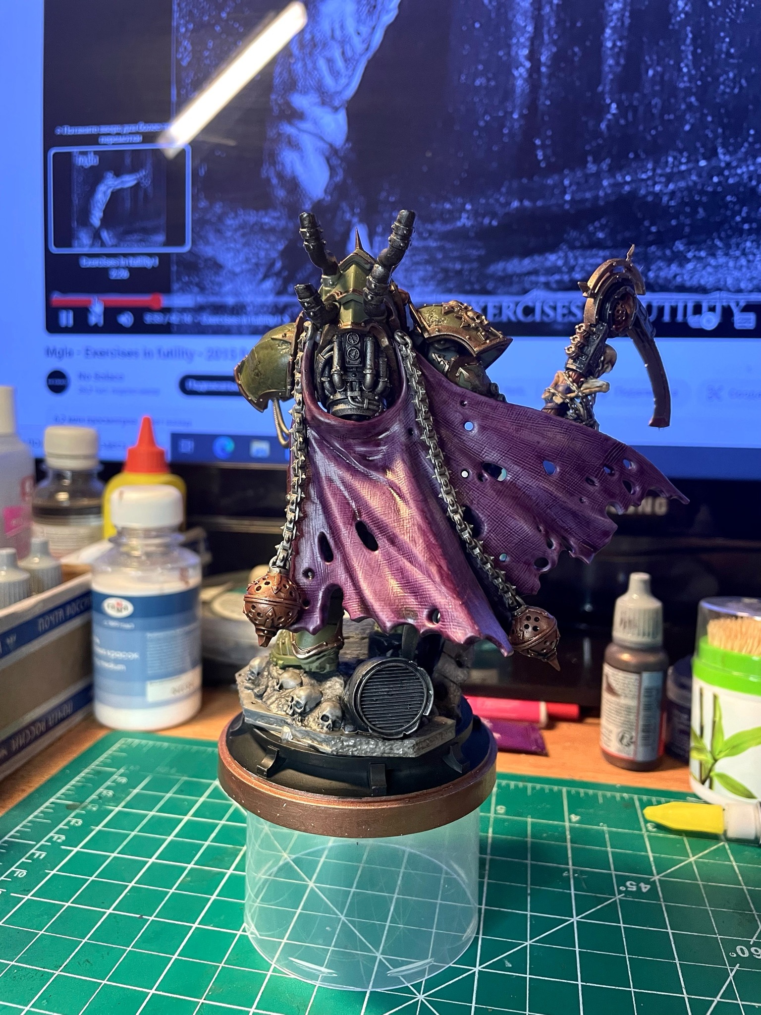 We continue to master painting. Mortarion - My, Warhammer 40k, Painting miniatures, Death guard, Mortarion, Primarchs, Longpost