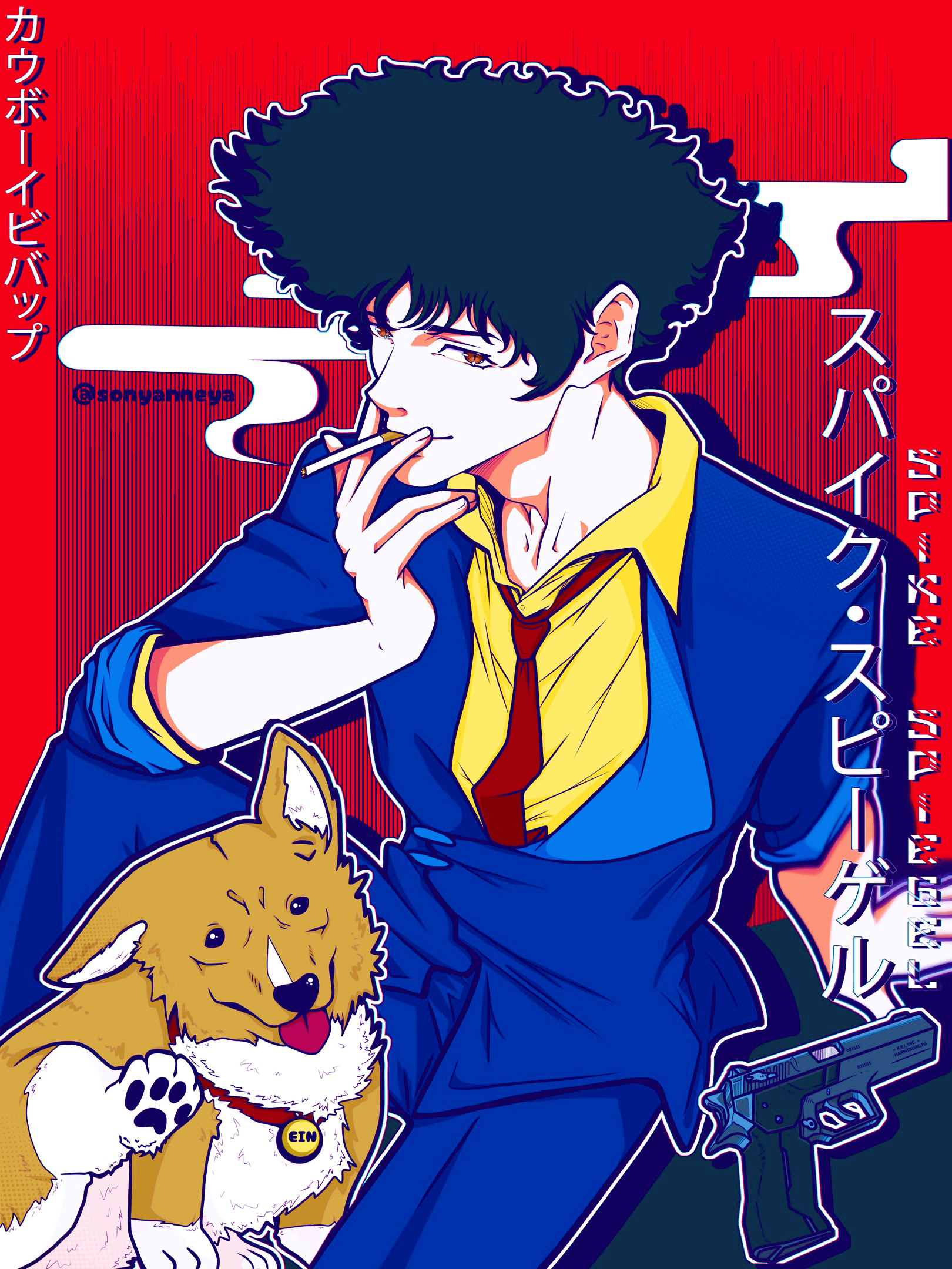 Нарисовала Спайка Шпигеля - Моё, Художник, Spike Spiegel, Cowboy Bebop, Digital, 2D, Цифровой рисунок, Графика, Портрет, Мужчины, Компьютерная графика, Арт, Аниме, Anime Art, Персонажи