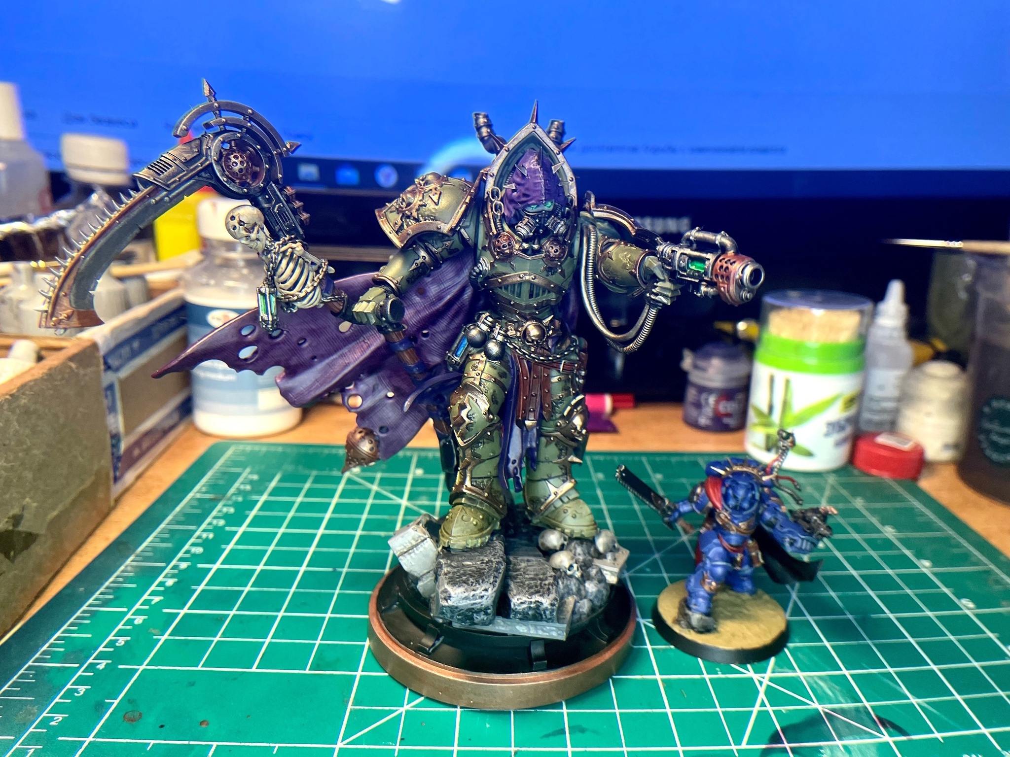 We continue to master painting. Mortarion - My, Warhammer 40k, Painting miniatures, Death guard, Mortarion, Primarchs, Longpost