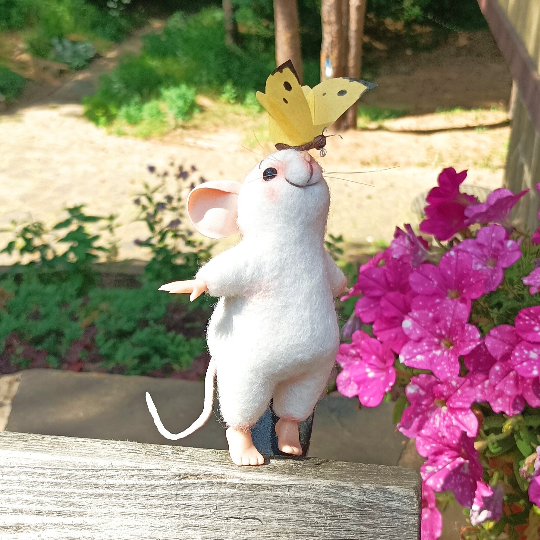 My mice - My, Elenamouse, Dry felting, Mouse, Butterfly, Needlework without process